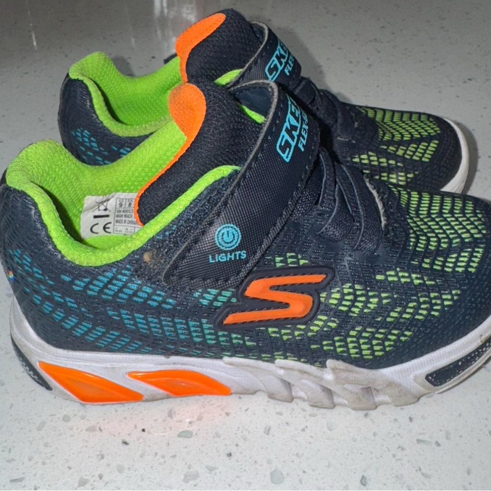Skechers Kids' Navy and Neon Sneakers